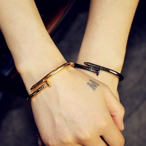 不銹鋼釘子開口情侶手環-DoubleBear