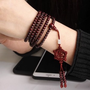 江湖紅檀木編織佛珠手鍊-DoubleBear