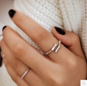 韓國經典開口竹節戒指-DoubleBear