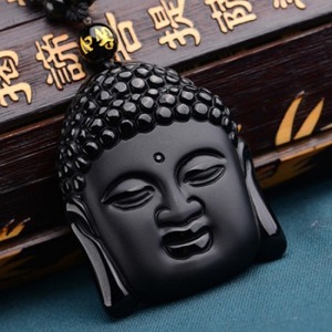 黑曜石佛頭大日如來項鍊-DoubleBear