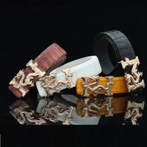 龍頭鱷魚紋平滑扣皮帶-DoubleBear