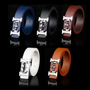 個性蝙蝠PU平滑扣皮帶-DoubleBear