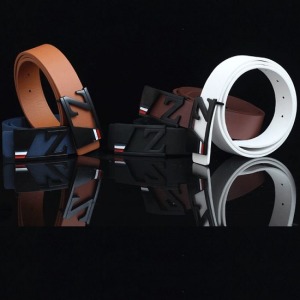 黑底Z字母抽芯平滑扣皮帶-DoubleBear