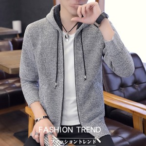 混色口袋針織連帽外套-DoubleBear