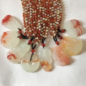 冰種俏色玉髓瑪瑙項鍊-DoubleBear