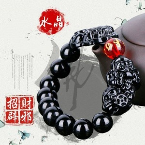 雙頭貔貅紅珠六字箴言手鍊-DoubleBear