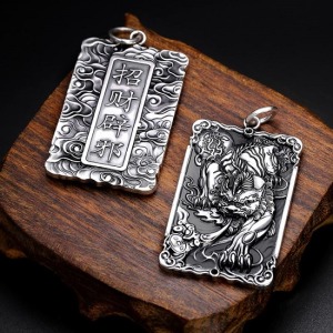 純銀容四方之財貔貅項鍊-DoubleBear