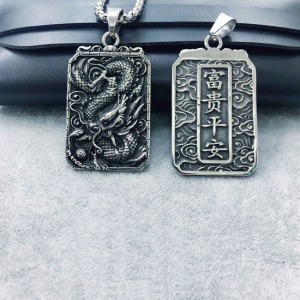 雙面富貴神龍不鏽鋼項鍊-DoubleBear