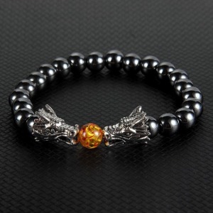 黑曜石雙龍奪珠運勢手鍊-DoubleBear