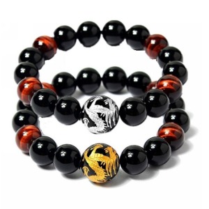 沉穩開運王龍珠瑪瑙虎眼石手鍊-DoubleBear