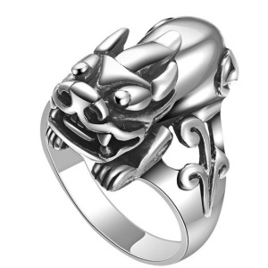 s925復古泰銀貔貅戒指-DoubleBear