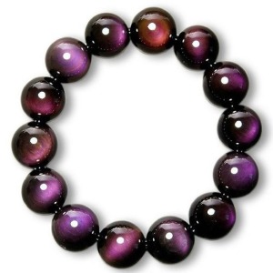 招財紫紅眼黑曜石手鍊-DoubleBear