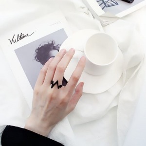 韓國簡約心電圖情侶戒指-DoubleBear