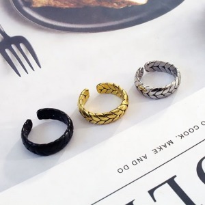 歐美簡約麥穗鈦鋼情侶戒指-DoubleBear