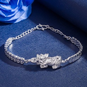 復古嘴咬金錢招財貔貅手鍊-DoubleBear