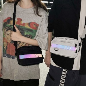 反光箭頭潮流牛津布側背包-DoubleBear