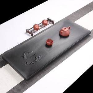 憶牽蓮樸實無華烏金石茶盤_80*30-DoubleBear