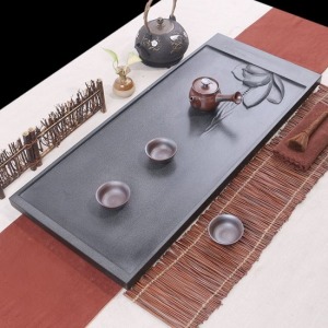 回歸本真禪荷烏金石茶盤_80*35-DoubleBear