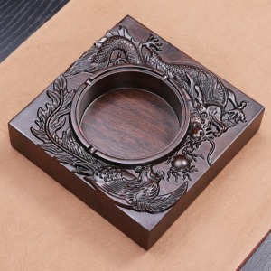 黑檀實木龍鳳呈祥菸灰缸-DoubleBear