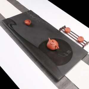 心潮起伏聽濤烏金石茶盤_80*35-DoubleBear