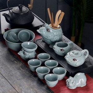 十六頭招財進寶金蟾窯瓷禮盒茶具-DoubleBear