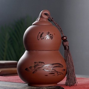 復古紫砂葫蘆密封雙層茶葉罐-DoubleBear