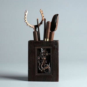 黑檀木高雅奢華寒梅茶道六君子-DoubleBear