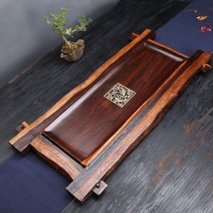 黑檀木荷花鯉魚雅韵組合茶盤_85*42-DoubleBear