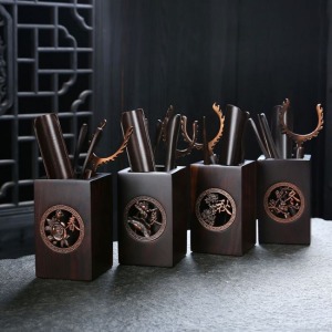 黑檀實木春夏秋冬茶道六君子-DoubleBear