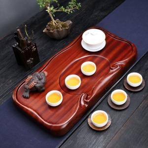 平板雕刻祥雲花梨木茶盤_75*39-DoubleBear