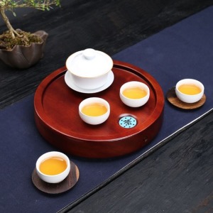 花梨木圓形客廳迷你茶盤_40*40-DoubleBear