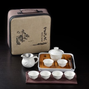 吉祥古龍白瓷立體雕刻旅行組-DoubleBear