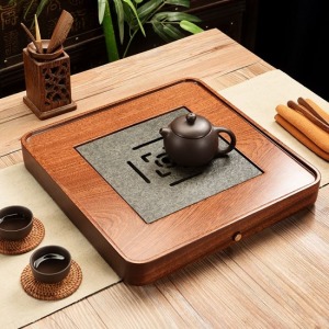 花梨木MIX烏金石風華正茂茶盤_35*35-DoubleBear