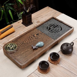 雞翅木香道福字茶盤_56*24-DoubleBear