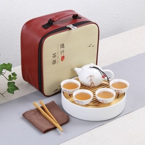 節節高升象牙白車載旅行茶具-DoubleBear