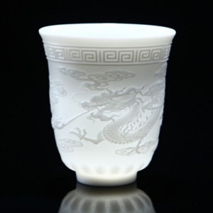 龍鳳呈祥羊脂玉白瓷品茗杯-DoubleBear