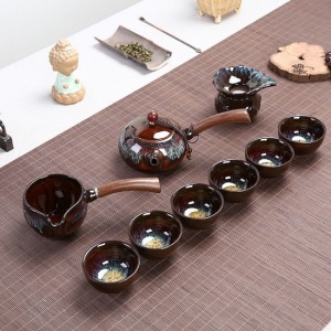 天目釉窯變高檔禮品茶具-DoubleBear