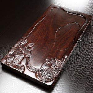 黑檀木如魚得水荷花池茶盤_70*35-DoubleBear