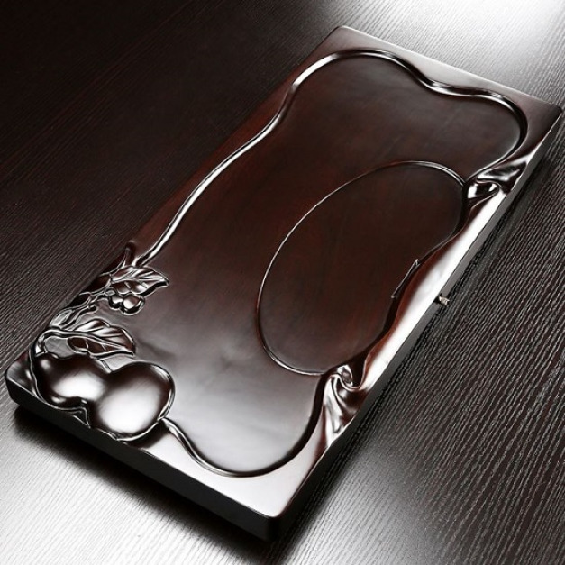 黑檀木吉祥葫蘆東海茶盤_65*30-DoubleBear