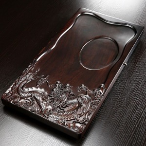 黑檀木飛龍在天求好運實木茶盤_65*33-DoubleBear