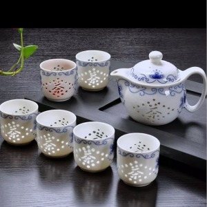 鏤空玲瓏青花瓷泡茶禮品組-DoubleBear