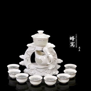 描金鏤空半自動懶人蜂窩玲瓏瓷具-DoubleBear