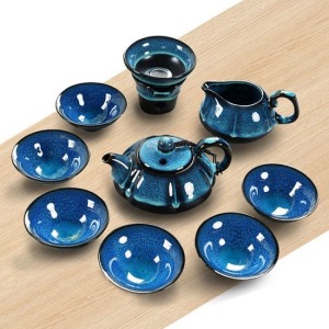 手工藝窯變天目釉十頭茶具-DoubleBear