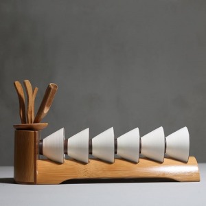 手工楠竹六君子品茗杯架-DoubleBear