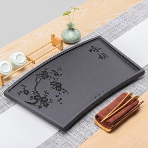 咏梅扇形烏金石茶盤_50*30-DoubleBear