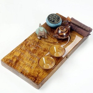 禪意八卦金絲楠方形實木茶盤_48*25-DoubleBear