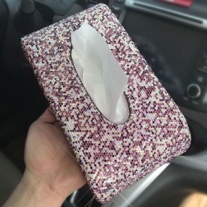 奢華浮誇鑲鑽車用面紙盒-DoubleBear