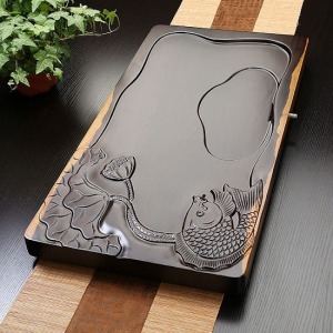 黑檀木魚躍龍門加厚茶盤_70*35-DoubleBear