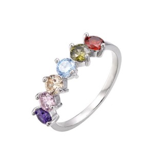 歐美外貿彩色鋯石戒指-DoubleBear