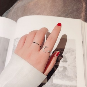 森林系月亮水鑽戒指-DoubleBear